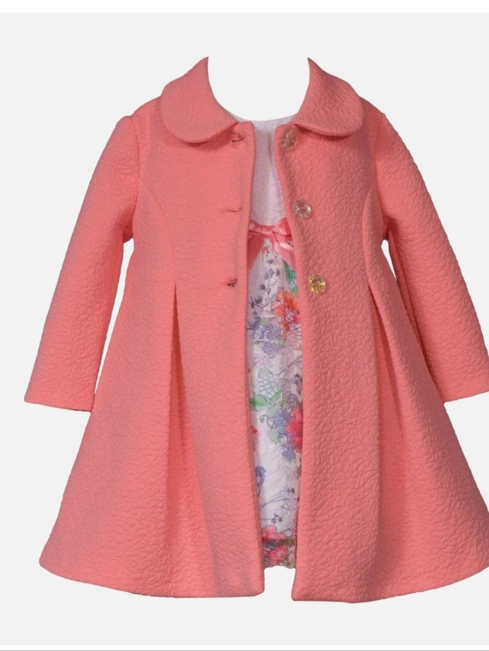NWT Bonnie Jean Anya Floral Lace Coat Set